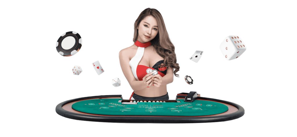 Dealer membagikan kartu di meja Dragon Tiger casino777